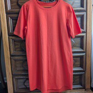 Eileen Fisher Women`s M Orange Shirt Dress 90% Cotton 10% Spandex